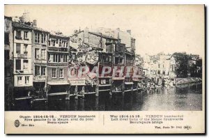 Postcard Old War 1914 15 16 Verdun Bombard left bank of the Meuse downstream ...