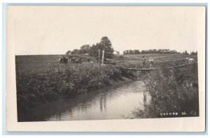 Beaman Iowa IA RPPC Photo Postcard Suspension Bridge c1910 Antique Unposted