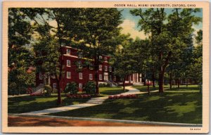 1953 Ogden Hall Miami University Oxford Ohio OH Park Grounds Posted Postcard