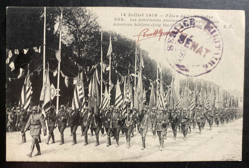 Mint France Real Picture Postcard RPPC American Troops Parade Champs-Élysées 