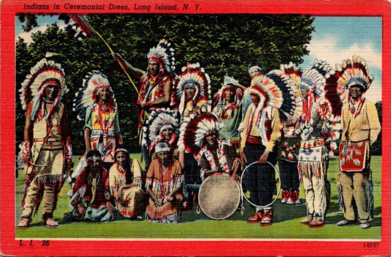 Indians In Ceremonial Dress Long Island New York