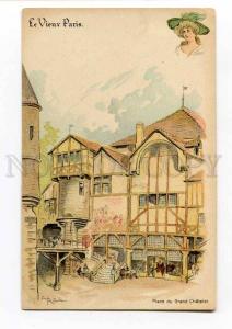 251323 Old PARIS Place du Grand Chatelet by ROBIDA Vintage PC