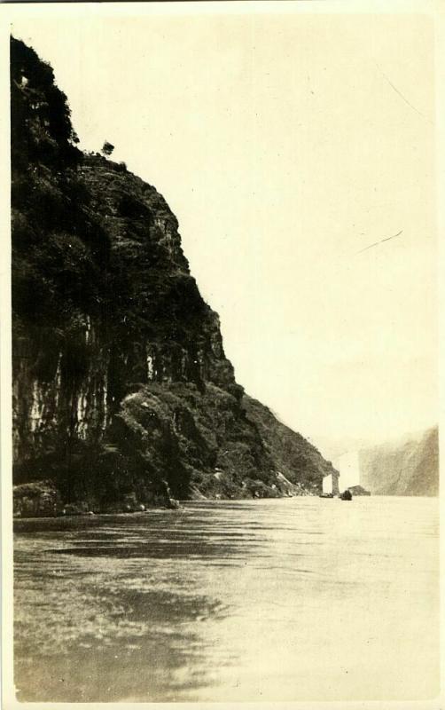 china, Upper Yangtze River, Sailing Boats on the River (1920s) RPPC Postcard