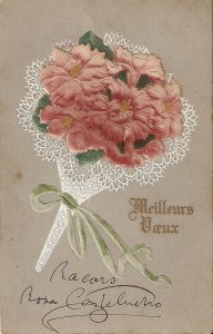 Beautiful flowers Bouquet Tuck France, Greetings Postcard # 418B. Embossed