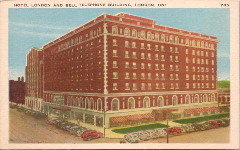 Hotel London & Bell Telephone Building London Ontario ON Ont Unused Postcard E29