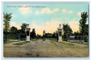 c1910 Entrance Keney Park from Woodland Street, Hartford Connecticut CT Postcard 