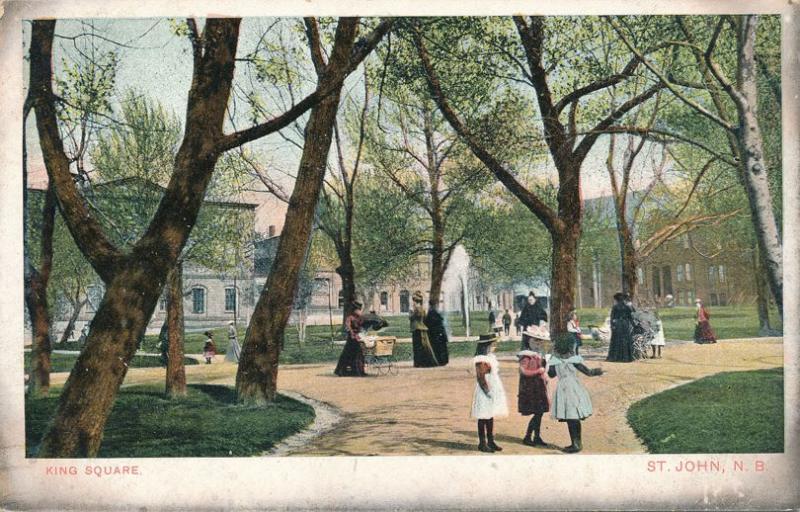 Children at King Square - Saint John NB, New Brunswick, Canada - pm 1907 - DB