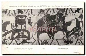 Tapissserie Queen Mathilde Bayeux Old Postcard Britons flee