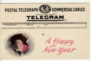 NEW YEAR   POSTAL TELEGRAPH telegram  postcard