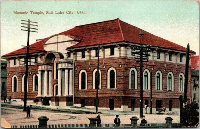 Vtg Salt Lake City Utah UT Masonic Temple 1910s Old Antique View Postcard 