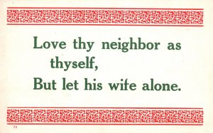 Vintage Postcard Quotes and Sayings About Love Thy Neighbor As Thyself Text