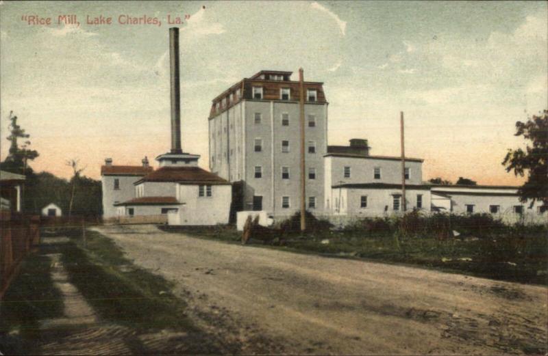 Lake Charles LA Rice Mill c1910 Postcard