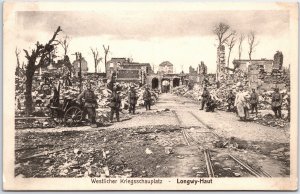 VINTAGE POSTCARD THE WORLD WAR I RUINS OF LONGWY-HAUT LORRAINE FRANCE c. 1916