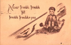 Tom Yad postcard: Never Trouble Trouble