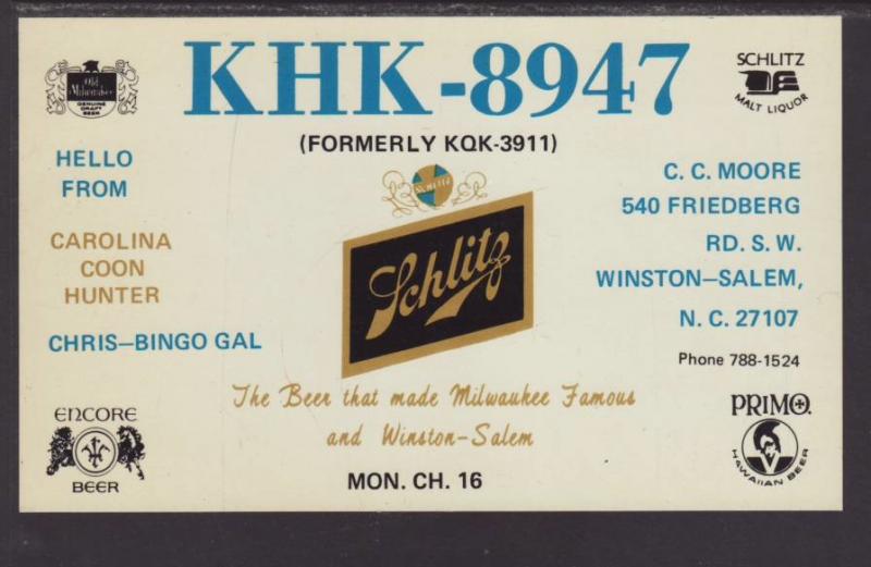 KHK-8947,Winston Salem,NC Postcard 