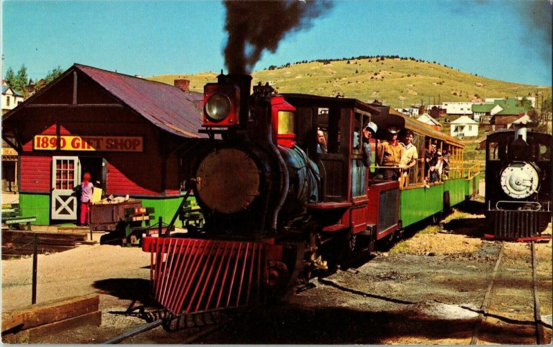 Narrow Gauge Railroad Cripple Creek Colorado Victor Mining bull Head Postcard 