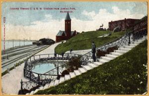 Milwaukee, WIS., Looking Toward the C&NW station fro Juneau Park - 