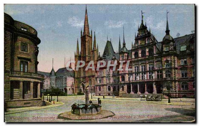 Old Postcard Wiesbaden Schlossplatz