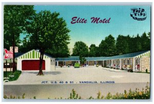 Vandalia Illinois Postcard Elite Motel Exterior Building c1940 Vintage Antique