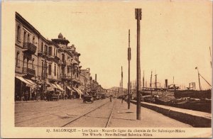 Greece Salonique The Wharfs New Railroad Salonica-Mikra Vintage Postcard C207