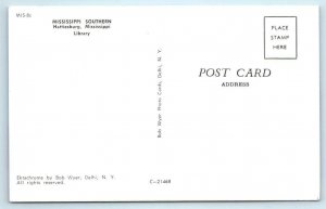 HATTIESBURG, MS ~ Library MISSISSIPPI SOUTHERN COLLEGE ca 1960s  Postcard