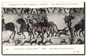 Tapissserie Queen Mathilde Bayeux Old Postcard suite Guy seizing d & # 39Harold