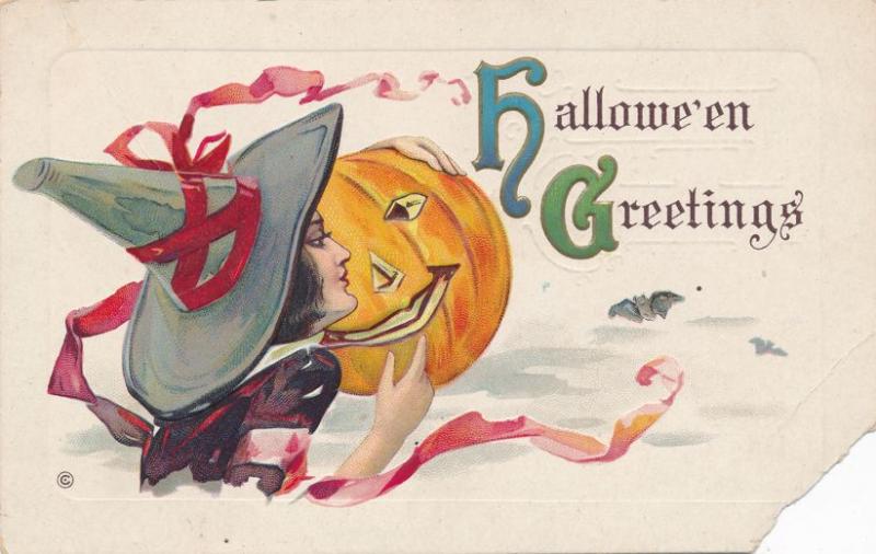 Halloween Greetings - Witch and Jack-O-Lantern - DB
