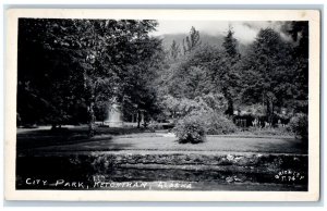 c1930's City Park Ketchikan Alaska AK, Water Fountain Scene RPPC Photo Postcard
