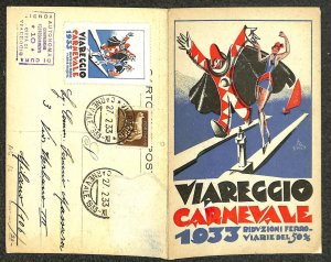 ITALY VIAREGGIO CARNEVALE CLOWN DANCING NOVELTY POSTER STAMP POSTCARD 1933