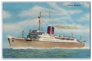 1951 Ocean Monarch Furness Bermuda Line Steamer Steamship Hotel Vintage Postcard