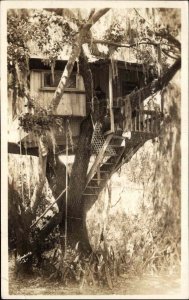 Manatee Florida FL Tree House 1930s-40s Real Photo psotcard