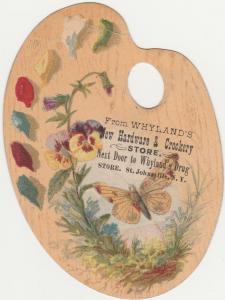 Victorian Die-Cut Trade Card - Butterfly - Whyland's Hardware - St Johnsville NY