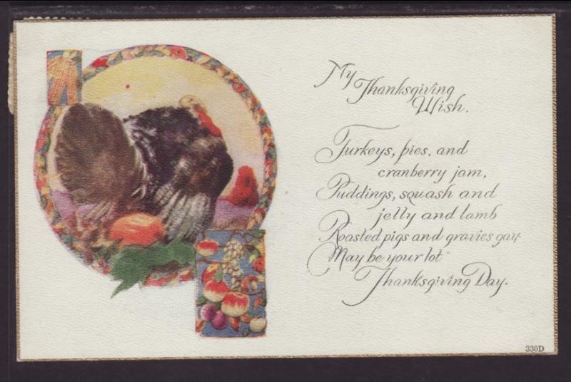 My Thanksgiving Wish,Turkey,Pumpkins,Fruit Postcard