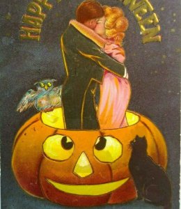 Halloween Postcard Kissing Couple Sanders 1909 Series 240 Syracuse NY Vintage