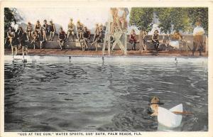 Gus At The Gun Gus' Bath Pool Palm Beach Florida 1920c postcard