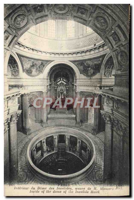 Old Postcard From Paris Interior Dome Invalides Mansard