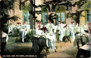 Postcard PA Pittsburgh Vine Room Fort Pitt Hotel Restaurant Interior 1908 M13