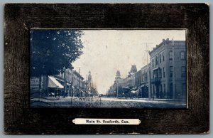 Postcard Seaforth Ontario 1907 Main Street Seaforth Wood Frame Border CDS Cancel