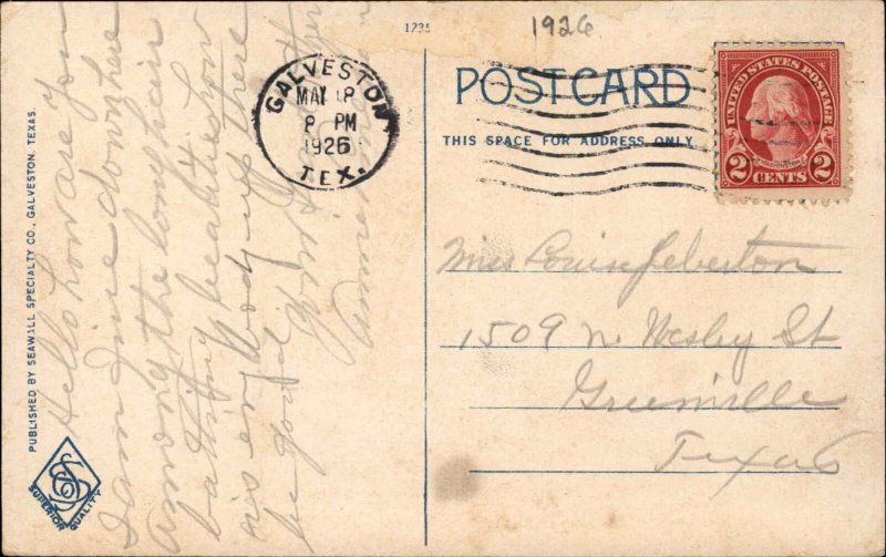 Galveston Texas TX South Jetty and Fort Point Lighthouse Vintage Postcard 