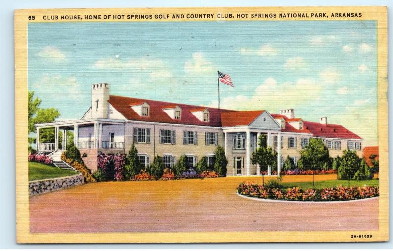 *Club House Hot Springs Golf Country Club National Park Arkansas Postcard C54