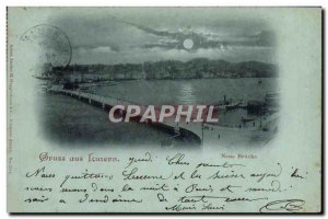 Old Postcard Gruss Aus Luzern Neue Brucke