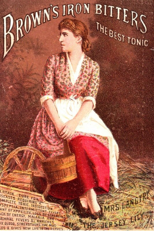 Vintage Brown's Iron Bitters Tonic Jersey Lily Antique Victorian Trade Card