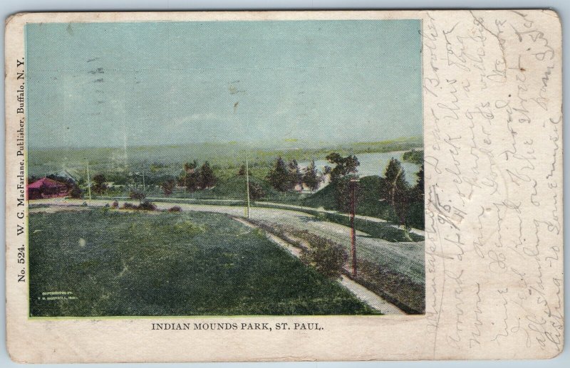 c1900s UDB St. Paul, MN Indian Mounds Park WG MacFarlane Postcard Ancient A196