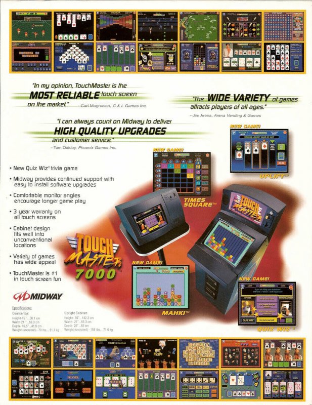 Touch Master 7000 Arcade FLYER Original NOS Video Game Artwork Sheet Vintage