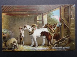 English Country Scene INTERIOR OF STABLE c1906 Postcard by Misch & Stock 250