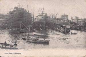 Philadelphia PA Cramp's Ship Yard, US Navy Battleship, Boats, Dry Dock 1907