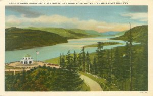 Crown Point Oregon Columbia Gorge & Vista House White Border Postcard Unused