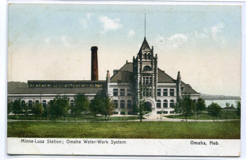 Minne Lusa Station Omaha Water Work System Nebraska 1910c postcard