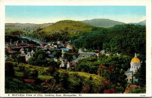 Vtg Montpelier Vermont VT Bird's-Eye View of City looking East 1930s Postcard