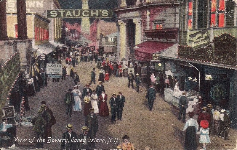 AMUSEMENT PARK, Coney Island NY, The Bowery, Stauch's, Attractions ca. 1910